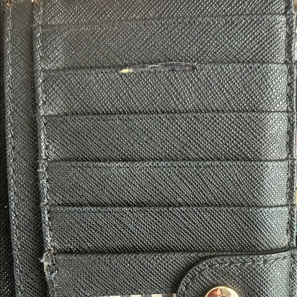 Kate Spade Black Leather Wallet clutch card holder designer bifold wristlet